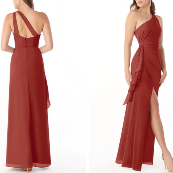 Azazie Maive Dress Chiffon Terracotta - Picture 2 of 9